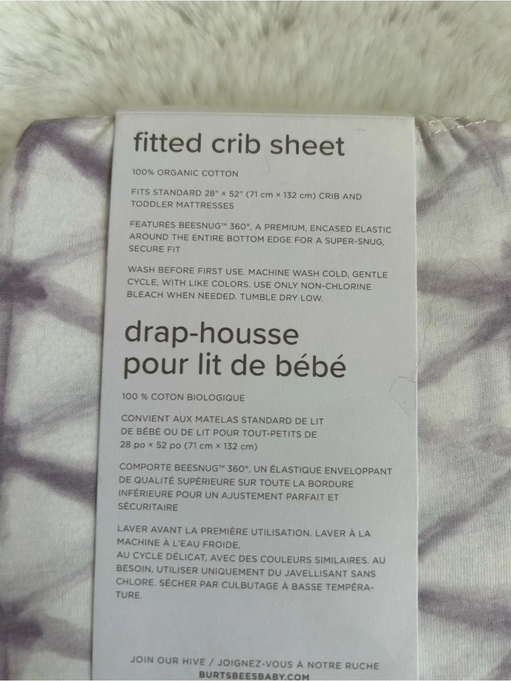 Burt's Bees Baby Purple Tie-Dye Fitted Crib Sheet